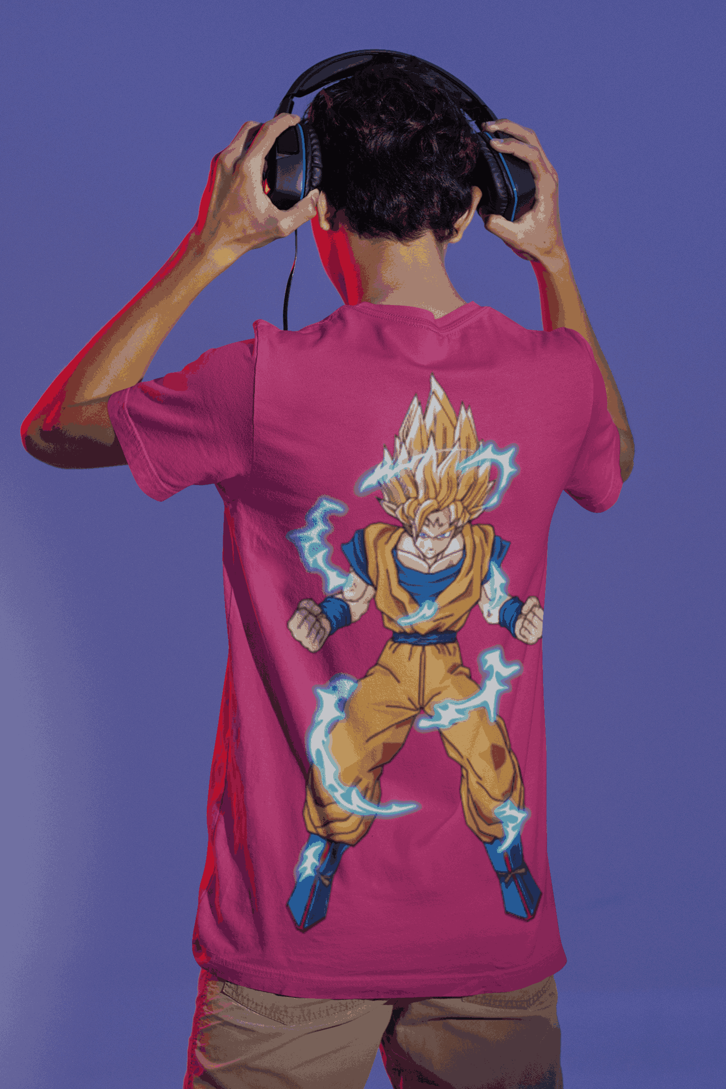 back view bella canvas t shirt mockup of a man putting on hea 5