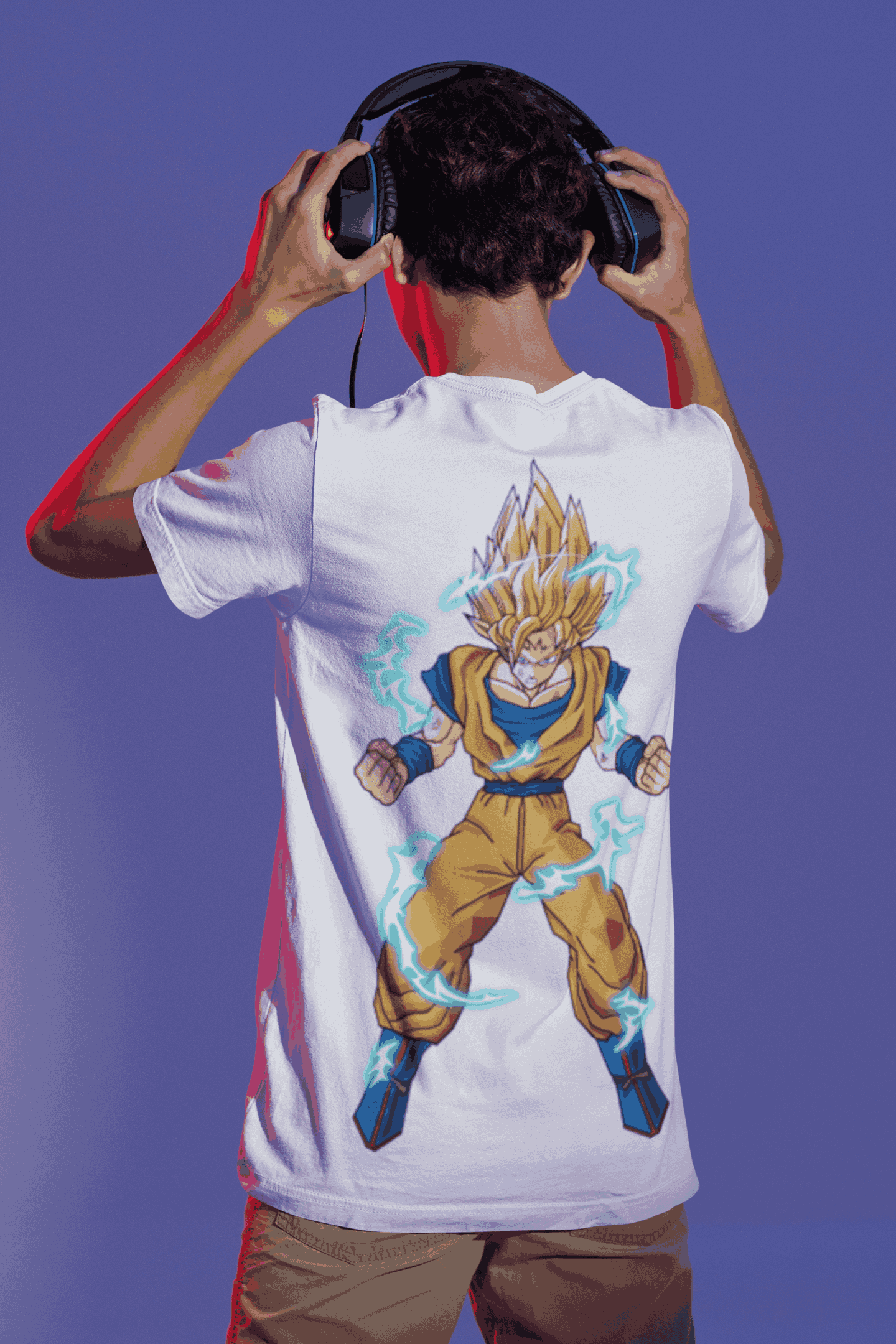 back view bella canvas t shirt mockup of a man putting on hea 6