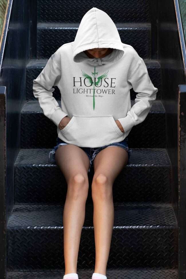 hoodie mockup of a young woman sitting on some steps 33744