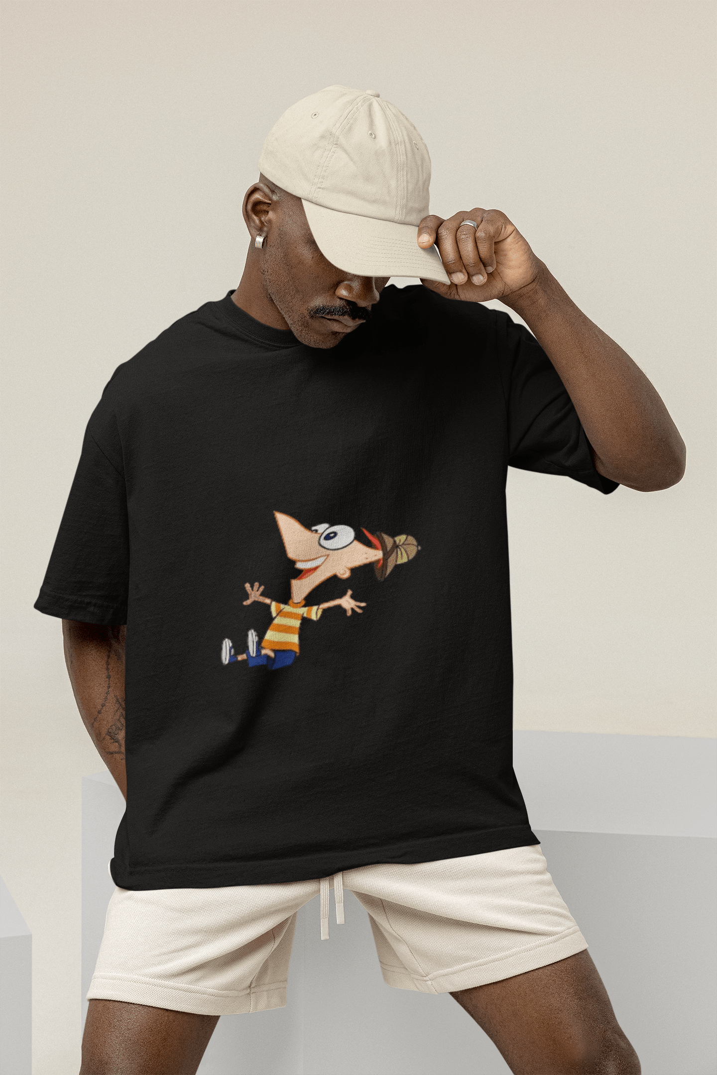 mockup of a man wearing a wide t shirt at a studio m26233 1 min