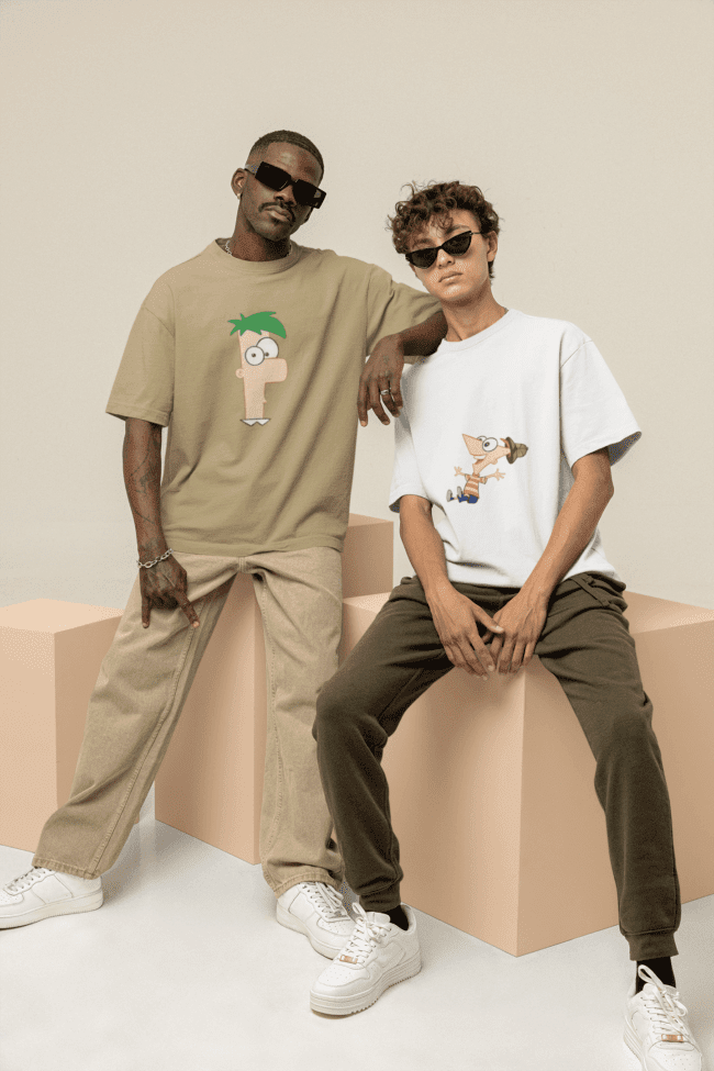 mockup of two men wearing trendy oversized t shirts m26204 2 min