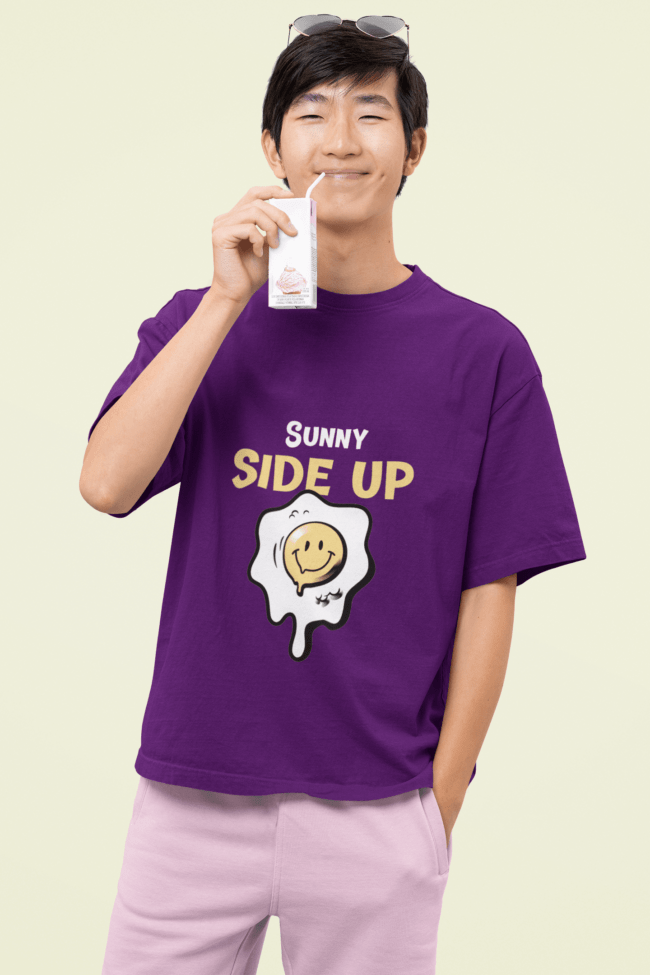 oversized tee mockup featuring a kawaii happy man drinking from a juice box m30687 min