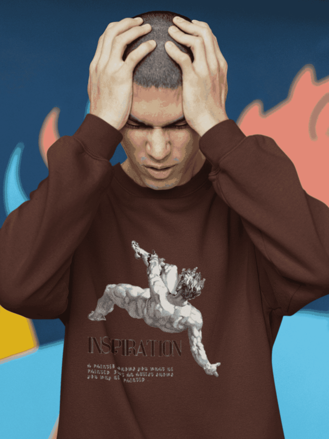 sweatshirt mockup featuring a man with a stressed look m22408 11zon