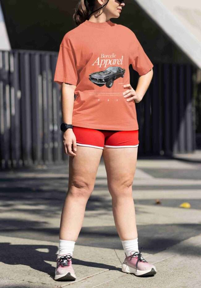 oversized t shirt mockup of a cropped face woman getting ready for a run m40019 scaled