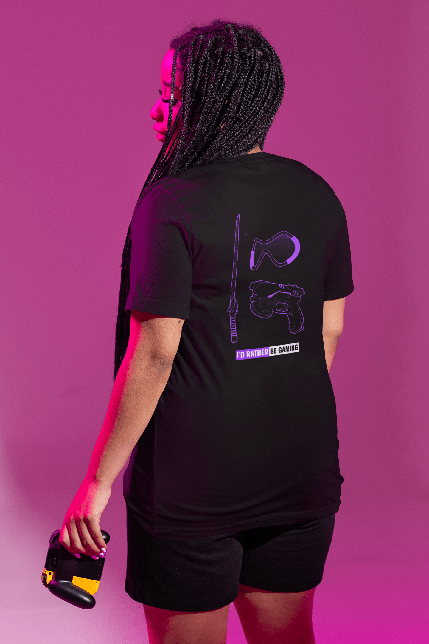 oversized tee mockup of a gamer holding a controller m28491 min