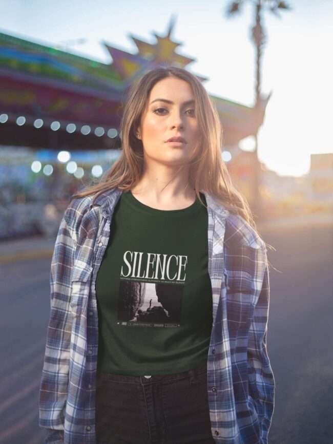 portrait of a beautiful woman wearing a crop top tee mockup a19435 2