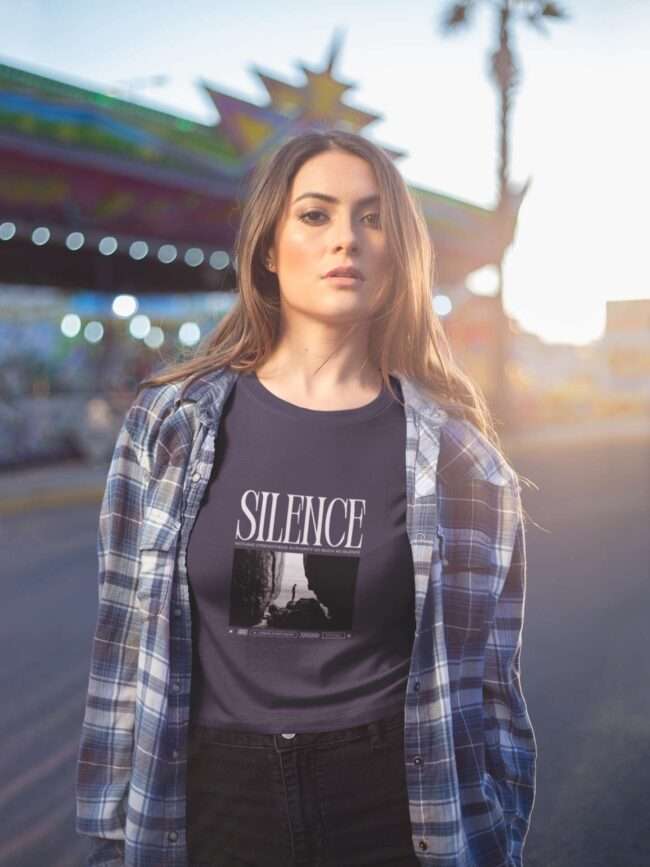 portrait of a beautiful woman wearing a crop top tee mockup a19435 3