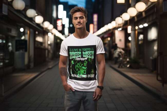 round neck t shirt mockup featuring an ai generated man standing by the street in the night m36183 1 scaled