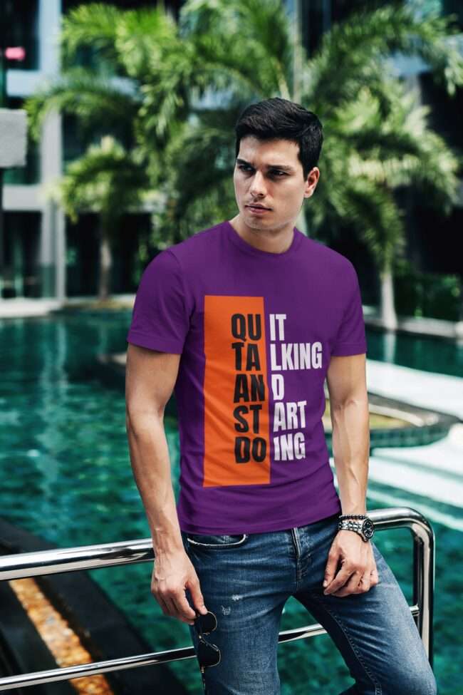 t shirt mockup of a fashionable man posing by a pool 430 el 1