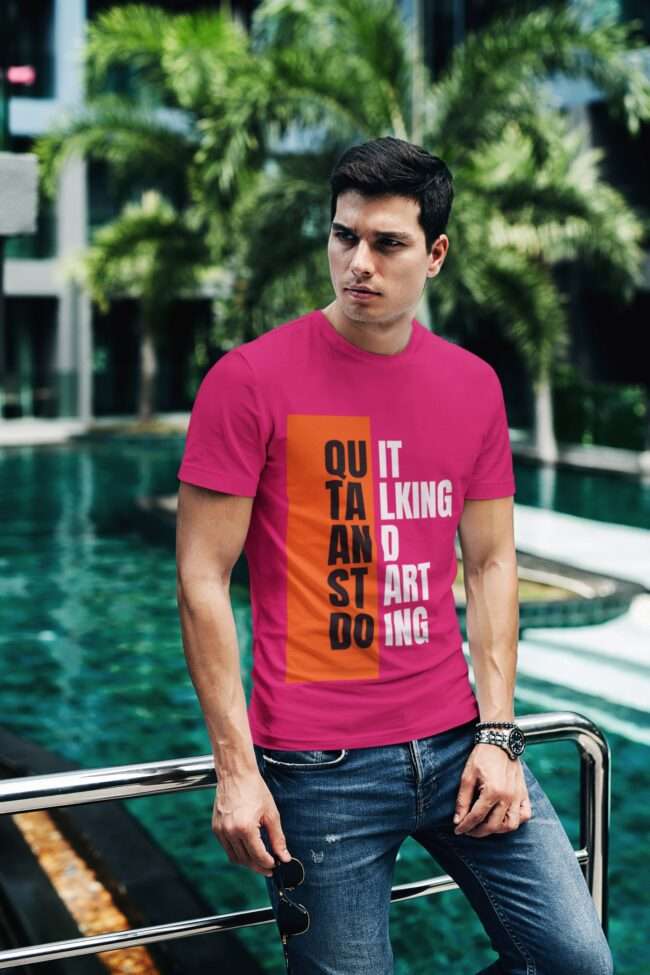 t shirt mockup of a fashionable man posing by a pool 430 el 2