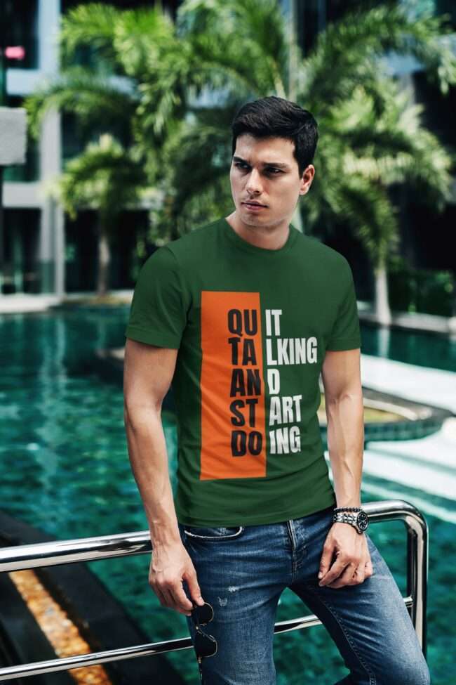 t shirt mockup of a fashionable man posing by a pool 430 el 6