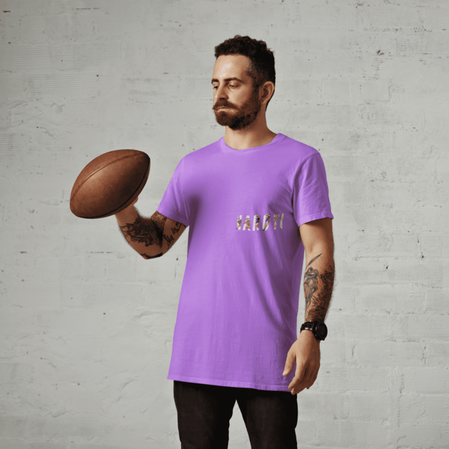 t shirt mockup of a tattooed bearded football fan m19013 r el2