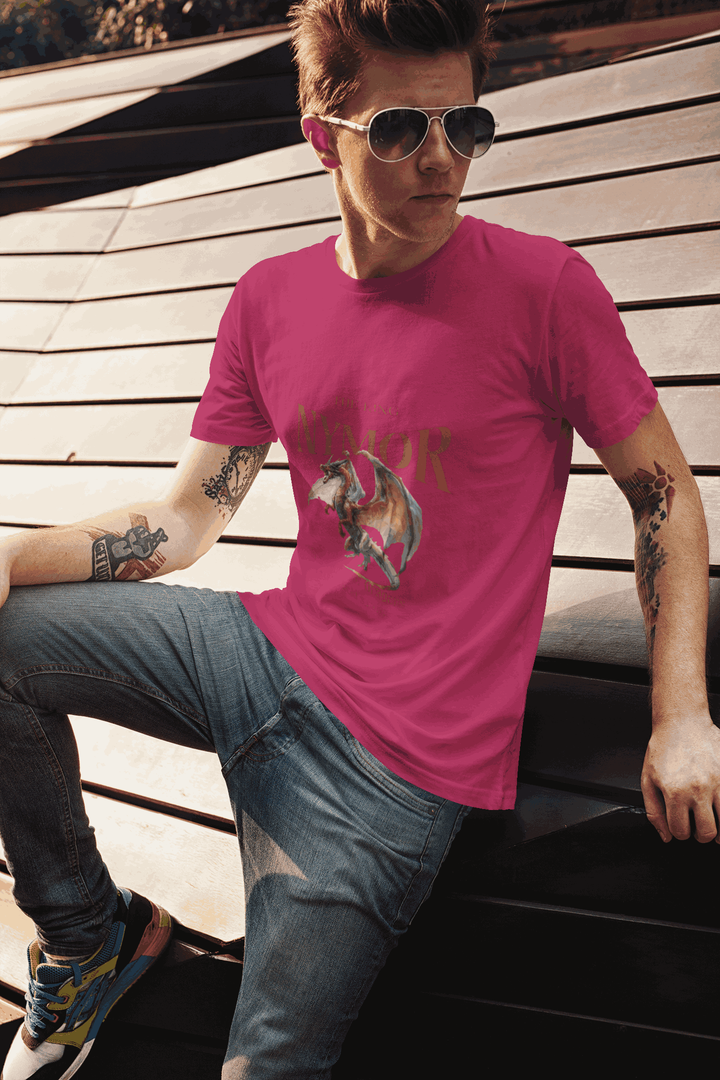 t shirt mockup of a tattooed man with sunglasses posing 2195 el1 6 11zon