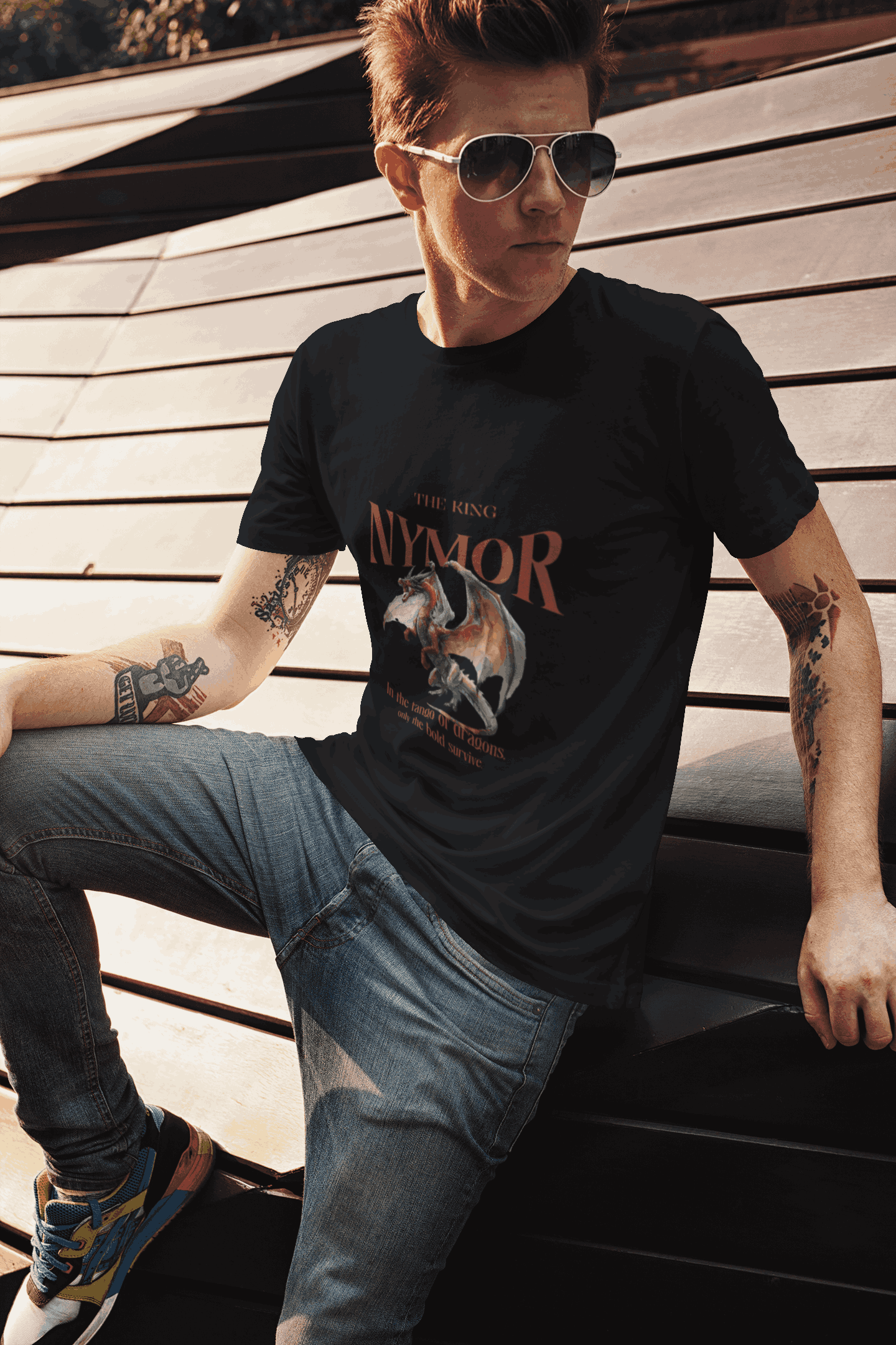 t shirt mockup of a tattooed man with sunglasses posing 2195 el1 8 11zon