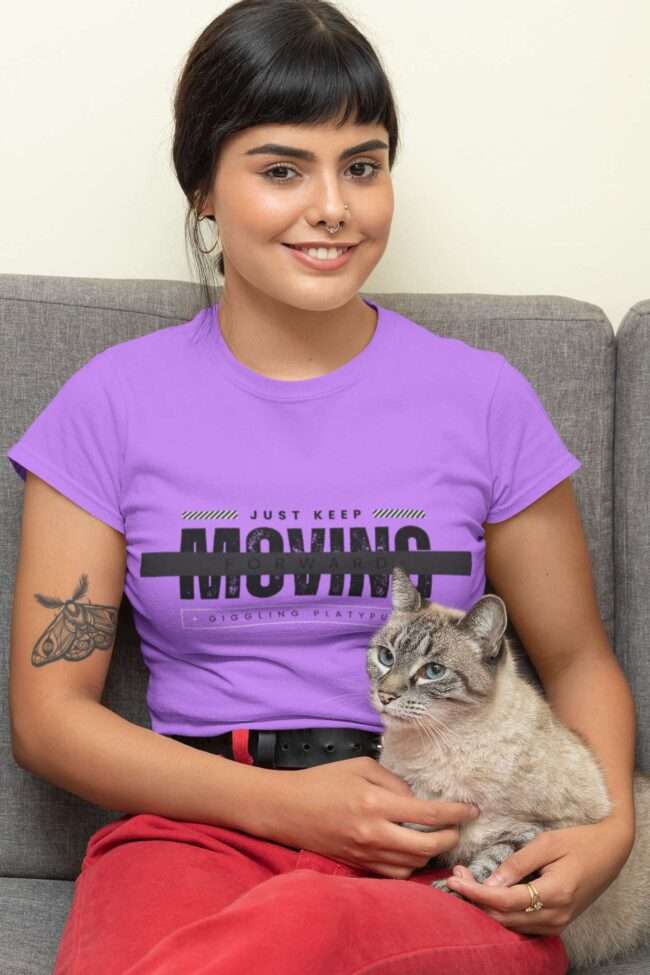 t shirt mockup of a woman posing with her cat 30676 1