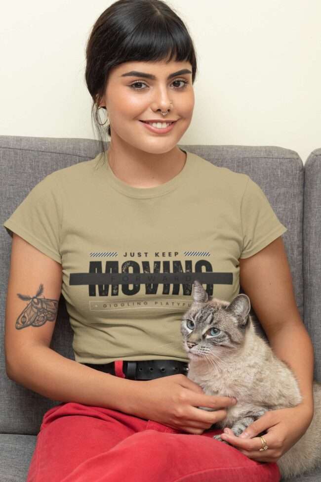 t shirt mockup of a woman posing with her cat 30676 2