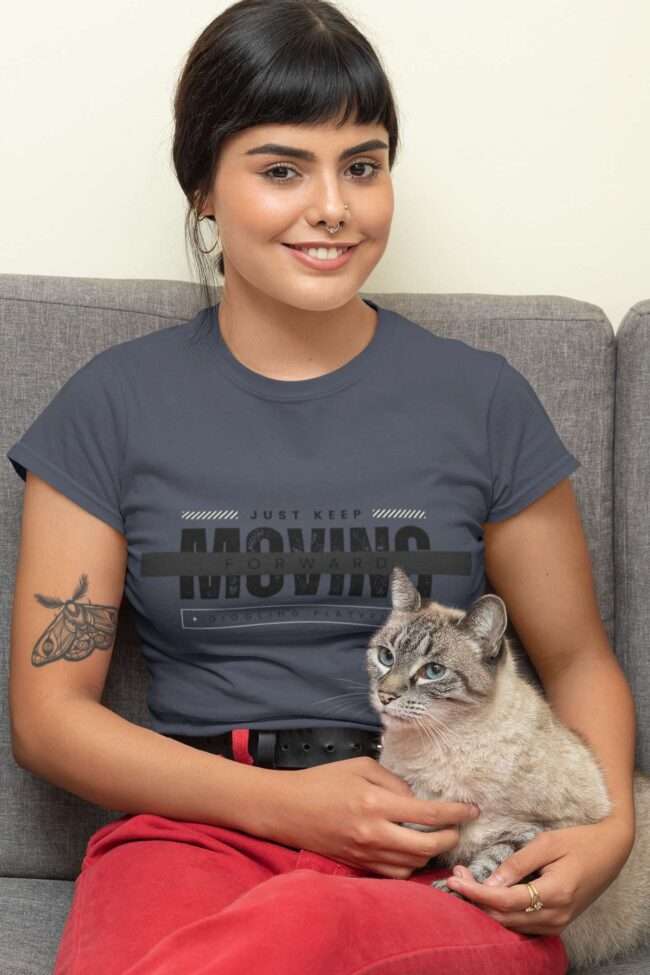 t shirt mockup of a woman posing with her cat 30676 5