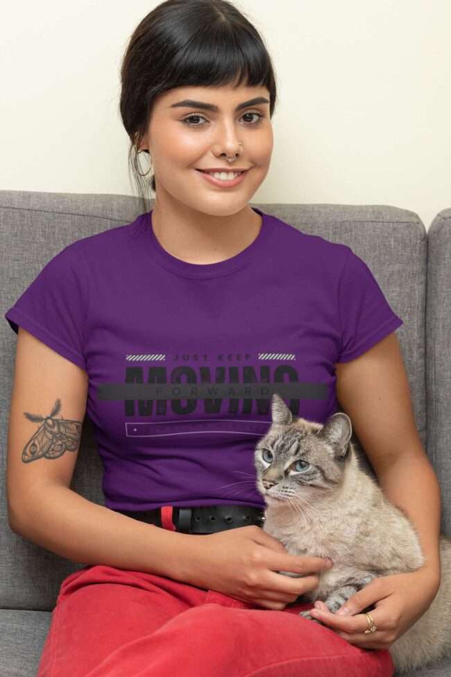 t shirt mockup of a woman posing with her cat 30676 7